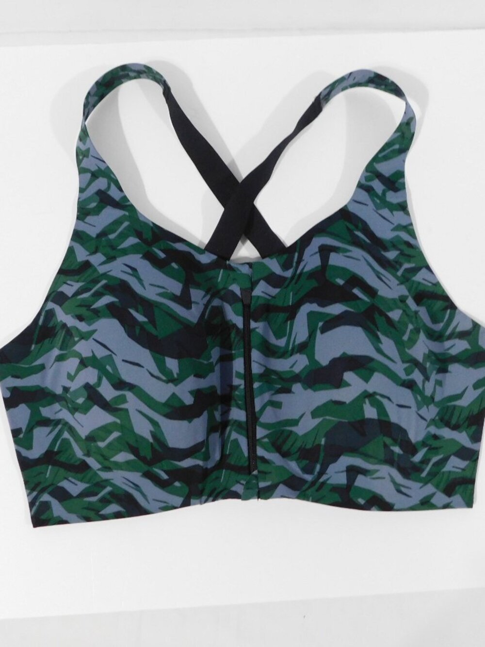 Knix Catalyst Front Zip Sports Bra Blue Green Camo Women 7++ 36G 38H 38G 38H